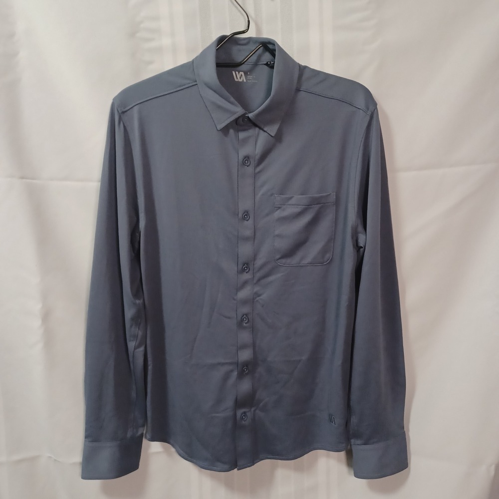 VRST LS Button Up Mens S Indigo Navy MAX252109 Stretch Moisture Wicking‎ Shirt